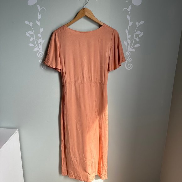 Mimi Chica Cut Out Tie Midi Dress Button Down Size M - Picture 4 of 5